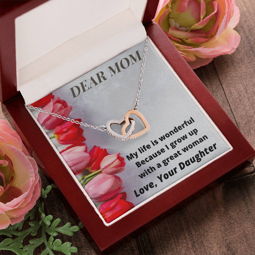 Gift For Mummy From Daughter- Together Forever Love Daughter Interlocking Hearts Necklace