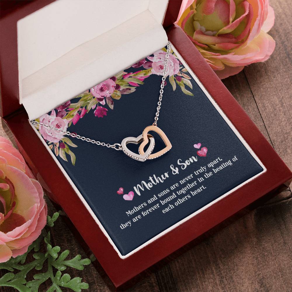 Mother & Son - Never Truly Apart Interlocking Hearts Necklace