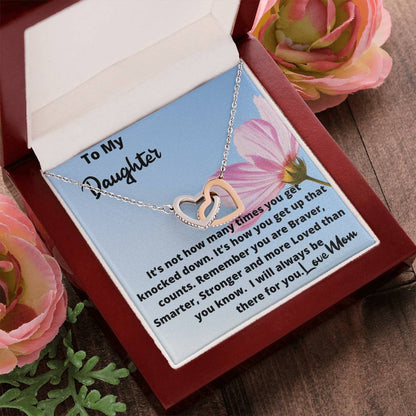 How You Get Up Necklace Graduation Birthday Gift For Daughter From Mom Interlocking Hearts Necklace