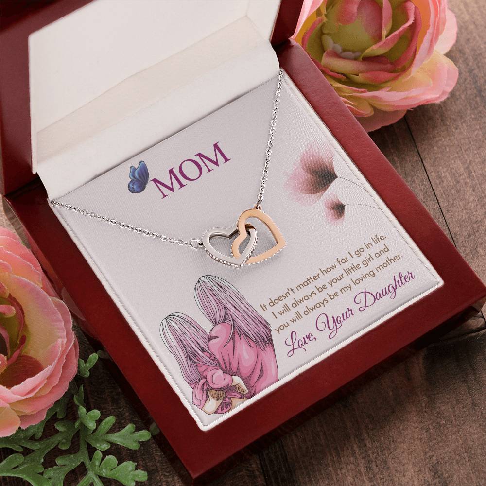 Mom - I Will Always Be Your Little Girl Interlocking Heart Necklace Interlocking Hearts Necklace