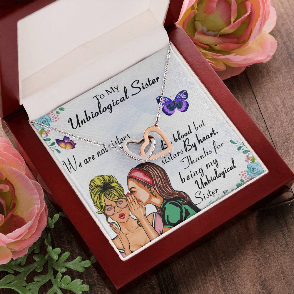 To My Unbiological Sister Necklace Interlocking Hearts Necklace