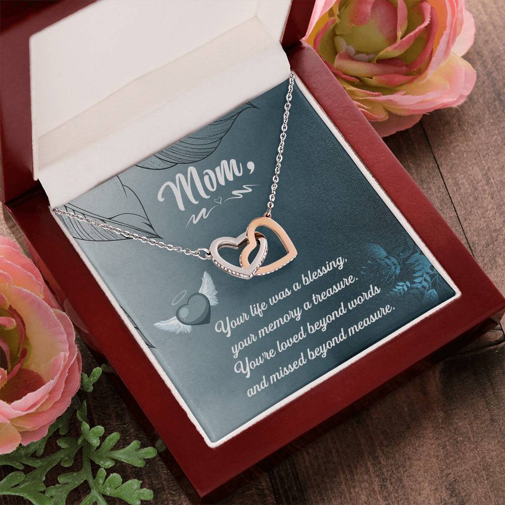 Mom Your Life Was A Blessing - Interlocking Heart Necklace Interlocking Hearts Necklace