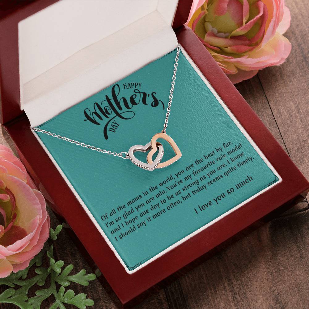 Of All Of The Moms- Interlocked Interlocking Hearts Necklace