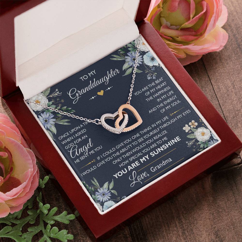 To My Granddaughter Message Card Necklace From Grandma Interlocking Hearts Necklace