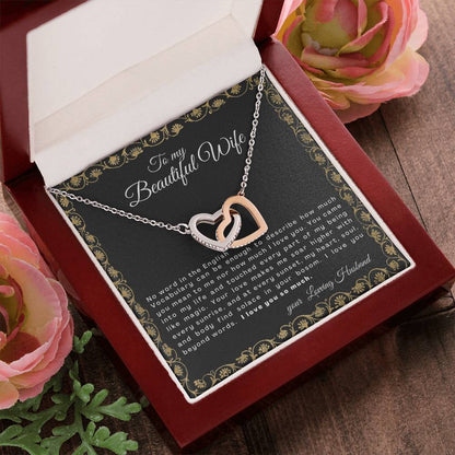 Gift For Wife No Word In The English Vocabulary Interlocking Hearts Necklace