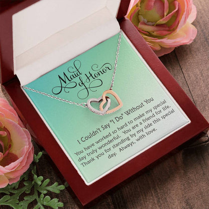 Maid Of Honor Linked Hearts Necklace Gift Interlocking Hearts Necklace