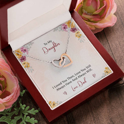 To My Daughter From Dad Interlocking Hearts Necklace
