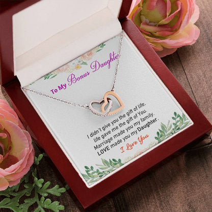 Love My Bonus Daughter Interlocking Hearts Necklace