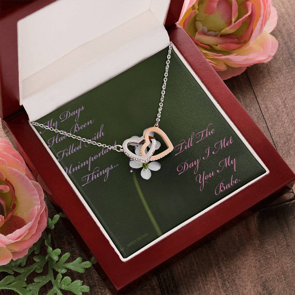 The Day I Met You My Babe Interlocking Hearts Necklace