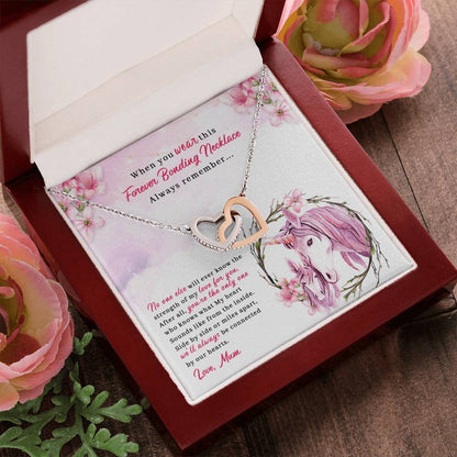 To My Daughter - Unique Heart Bonding Necklace Gift Set Interlocking Hearts Necklace