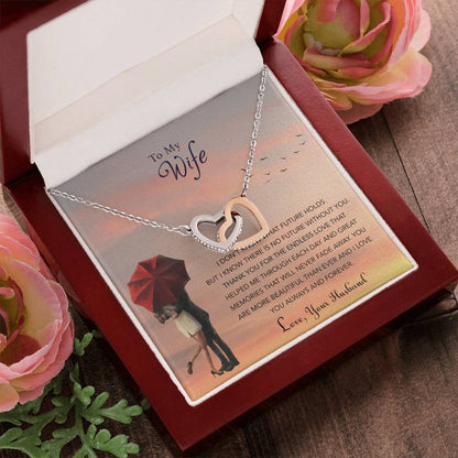 Gift For My Wife Interlocking Hearts Necklace