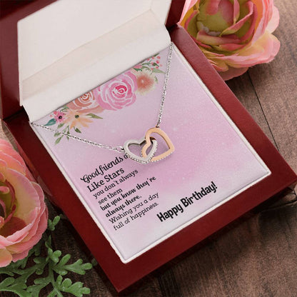 Good Friends Are Like Stars - Birthday Gift For Friend - Interlocking Hearts Necklace