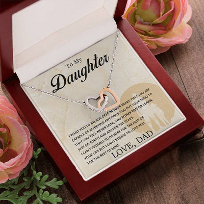 To My Daughter - You Can Never Lose - Necklace Interlocking Hearts Necklace