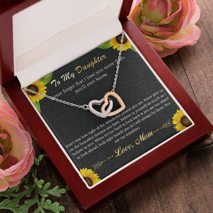 To My Daughter - Never Forget That I Love You More Than You'Ll Ever Know Interlocking Hearts Necklace