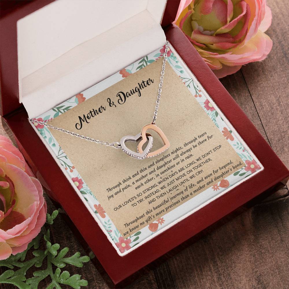 Gift For Mom - Mother & Daughter - Interlocking Interlocking Hearts Necklace