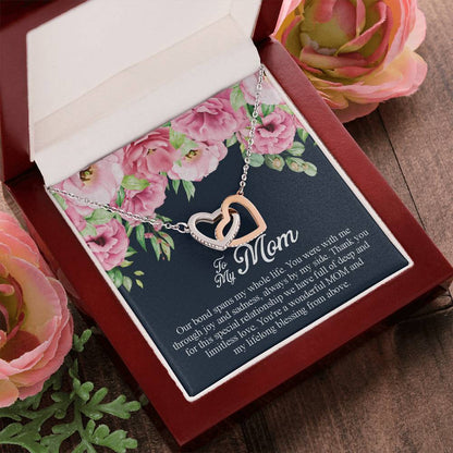 To My Mom You'Re A Wonderful Mom Interlocking Hearts Necklace