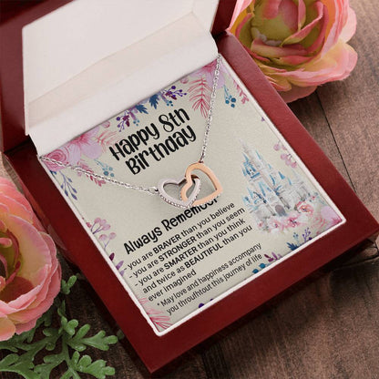 Happy 8Th Birthday Gift For Daughter Gift For 8 Years Old Birthday Teen Girl Daughter Necklace Gift Interlocking Hearts Necklace
