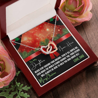 Artistic Christmas Necklace For Daughter Personalized Interlocking Hearts Necklace