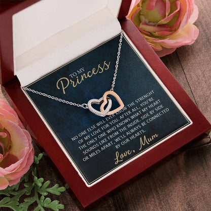 To My Daughter - Unique Heart Bonding Necklace Gift Set Interlocking Hearts Necklace