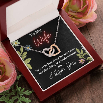 To My Wife Double Hearts Necklacegift For Wifei Love My Wife Love You Husband. Interlocking Hearts Necklace