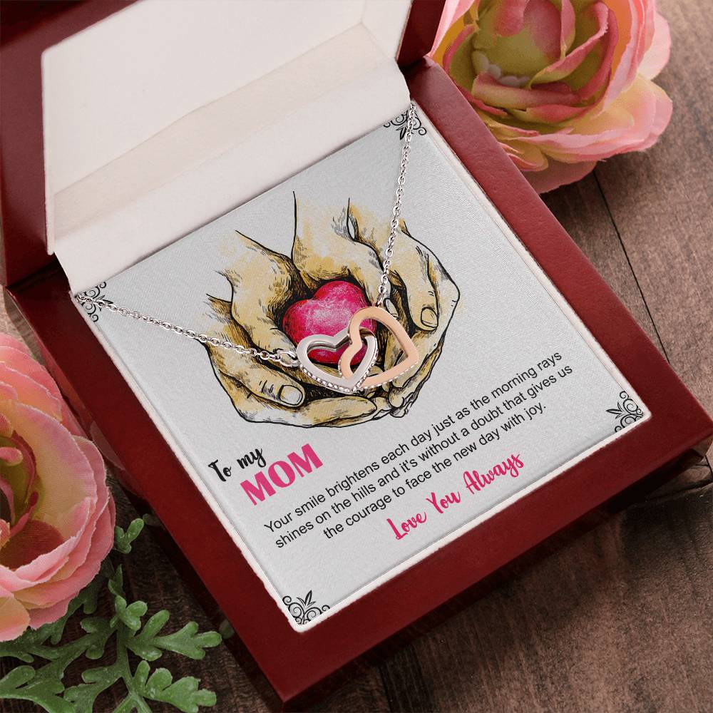 To My Mom Your Smile Love You Always Interlocking Hearts Necklace