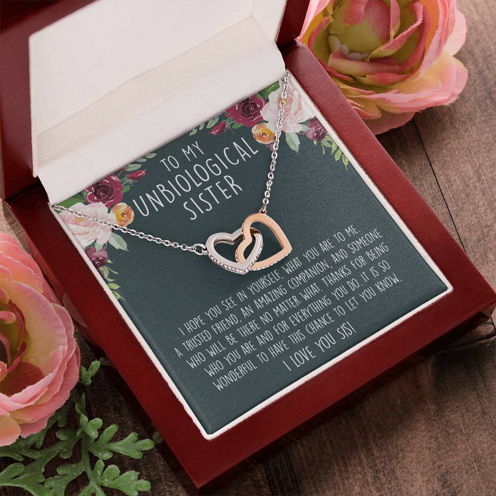 Unbiological Sister Necklace Soul Sister Big Little Sorority Sister In Law Necklace Step Sister Gift Tribe Necklace Best Friend Gift Bff Gift Interlocking Hearts Necklace