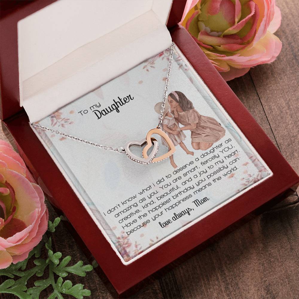 Daughter Gift Interlocking Hearts Necklace Love Always Mom