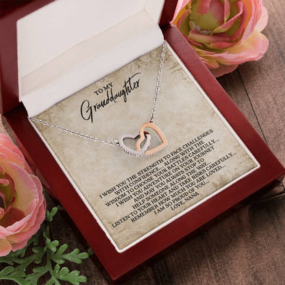 To My Granddaughter - Love Nana - Interlocking Heart Necklace Interlocking Hearts Necklace