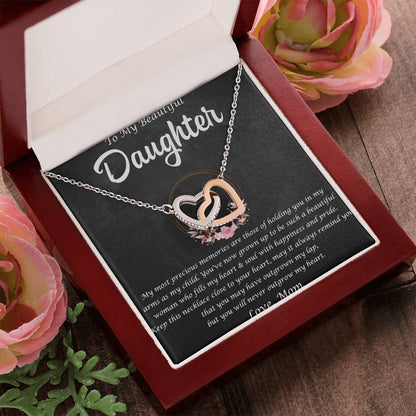 To My Beautiful Daughter Interlocking Hearts Necklace Message Card