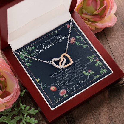 Graduation Gift Necklace For Daughter College Graduation Gift For Her High School Senior Graduation Mba Phd Master Class Of Interlocking Hearts Necklace