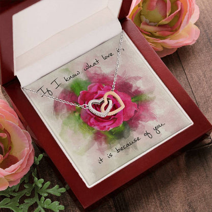 Interlocking Hearts Necklace – Red Rose Message Card
