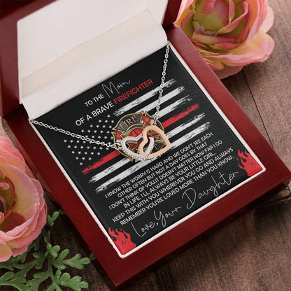 Firefighter Mom Necklace Gift From Daughter Interlocking Hearts Necklace