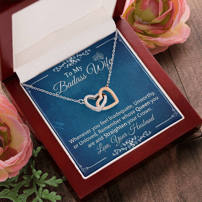 Interlock Heart Necklace For Wife With Message Card Interlocking Hearts Necklace