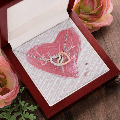 I Love You. Bae Cubic Zirconia Necklace Interlocking Hearts Necklace