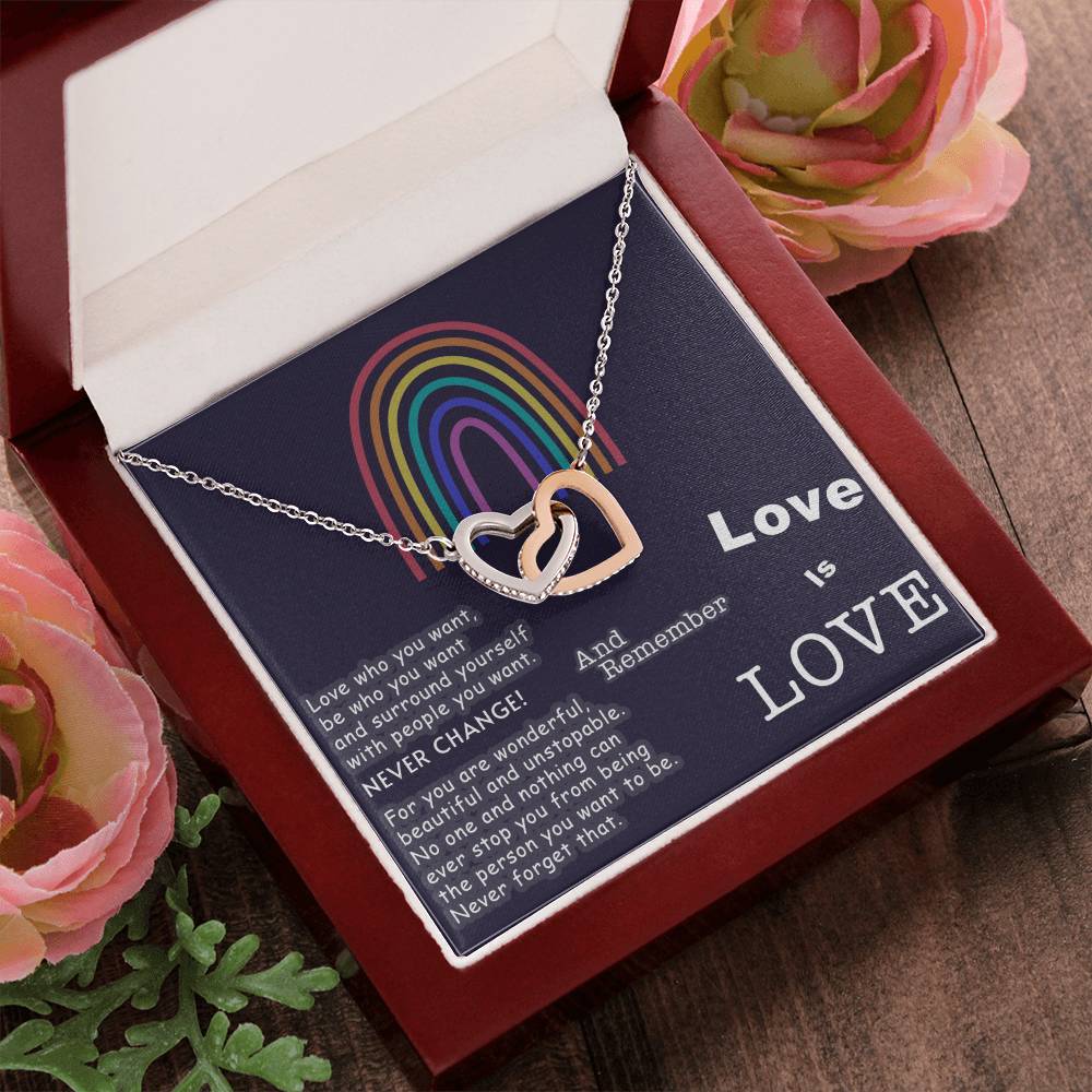 Lesbian Jewelry Lesbian Pride Necklace Lesbian Gift For Girlfriend Lesbian Couple Gift Lgbt Couple Gift Gift For Gay Pride Girlfriend Interlocking Hearts Necklace