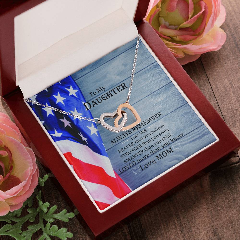 To My Daughter Interlocked Jewelry Necklacewith Pod Message Cardsgift For Daughter From Mom. Interlocking Hearts Necklace