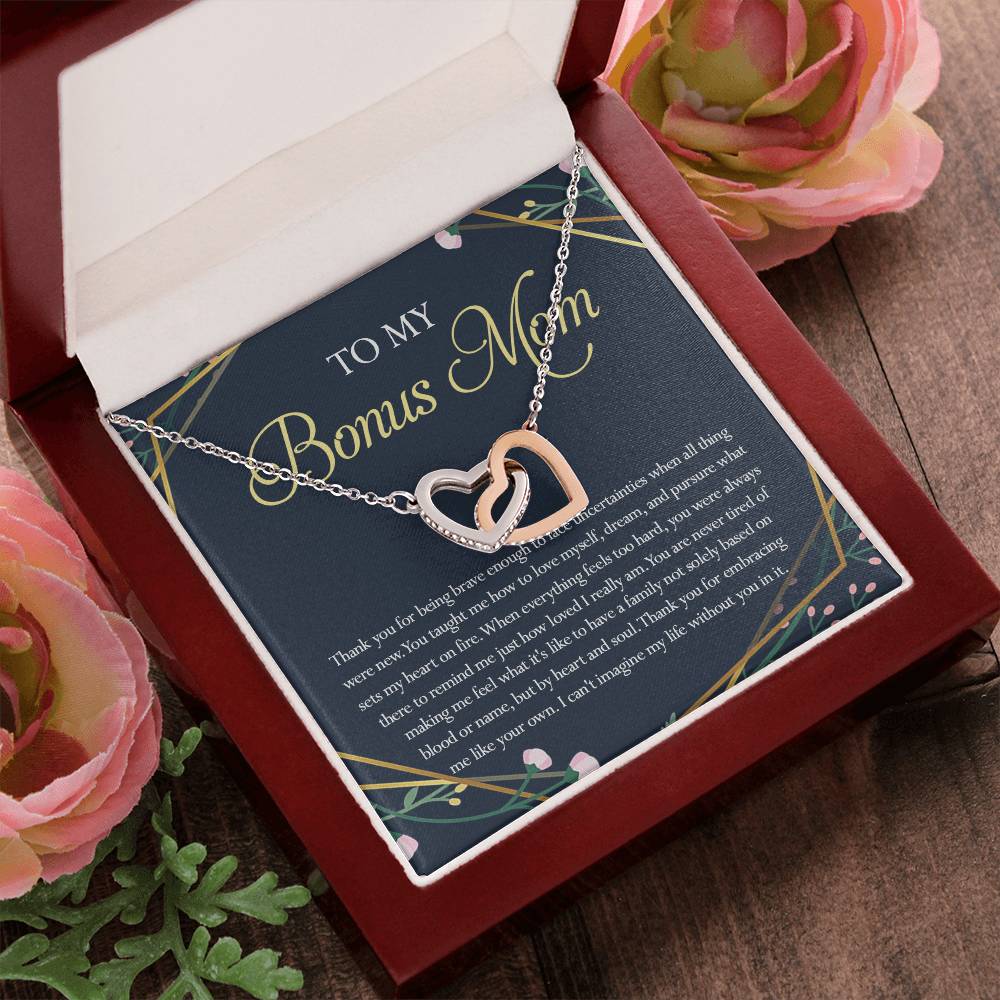 Gift For Bonus Mom Interlocking Hearts Necklace
