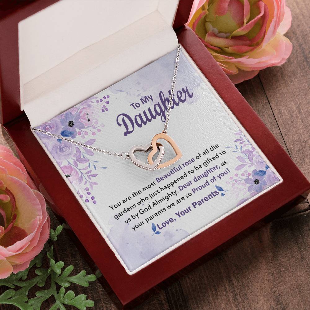 Gift For Daughter From Parents Message Card Necklace Interlocking Hearts Necklace