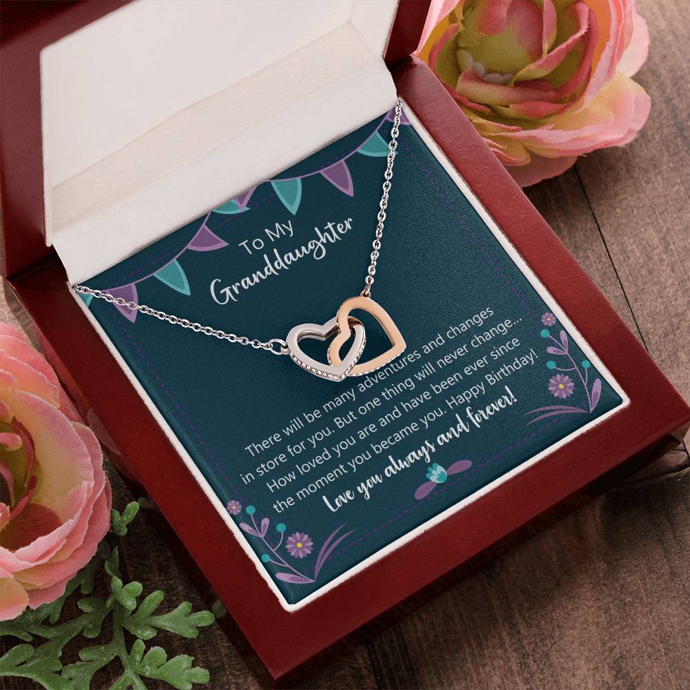 Happy Birthday My Granddaughter Interlocking Hearts Necklace
