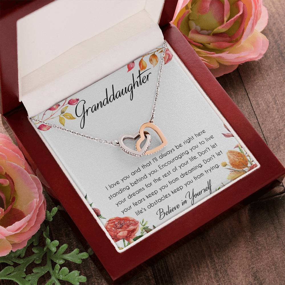 Granddaughter Interlocking Hearts Necklace Message Card