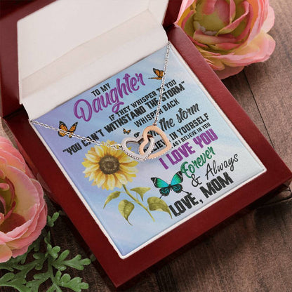 To My Daughter Necklace -Whisper The Storm Interlocking Hearts Necklace