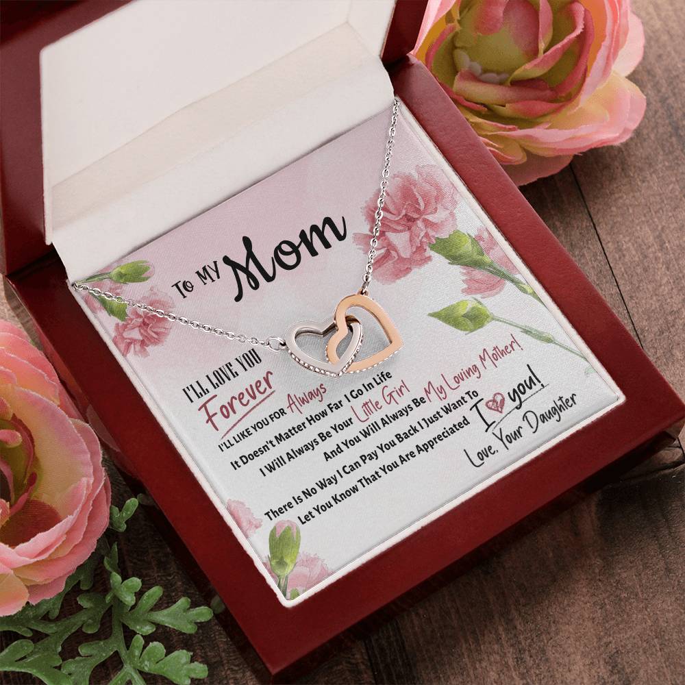 Interlocking Hearts To My Mom I'Ll Love You Forever I'Ll Like You For Always Interlocking Hearts Necklace