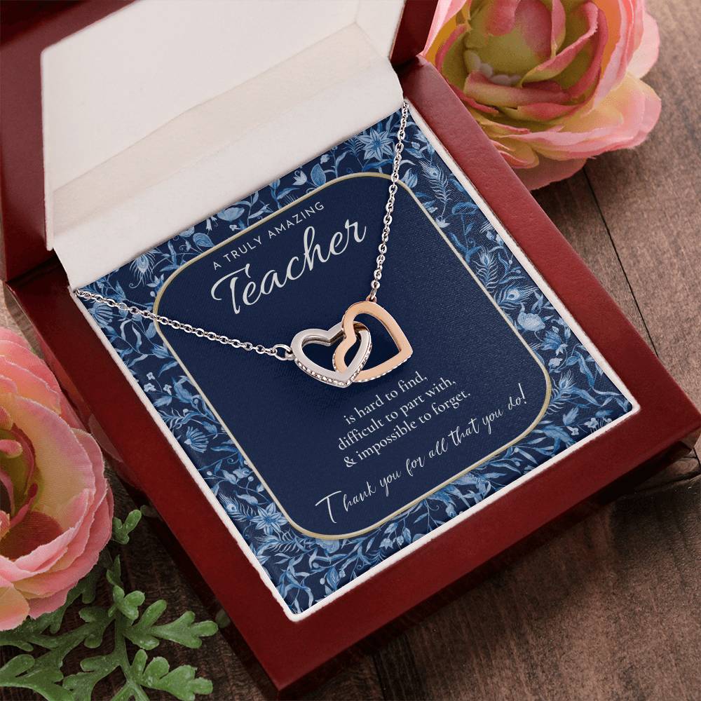Teacher Gift Gift For Teacher Necklace A Truly Amazing Teacher Appreciation Gift Gorgeous Necklace For Teacher Interlocking Hearts Necklace