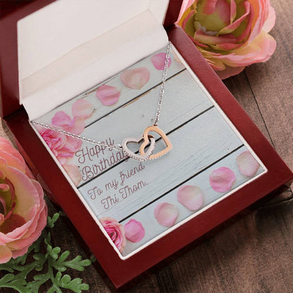 Happy Birthday To My Friend Interlocking Hearts Necklace