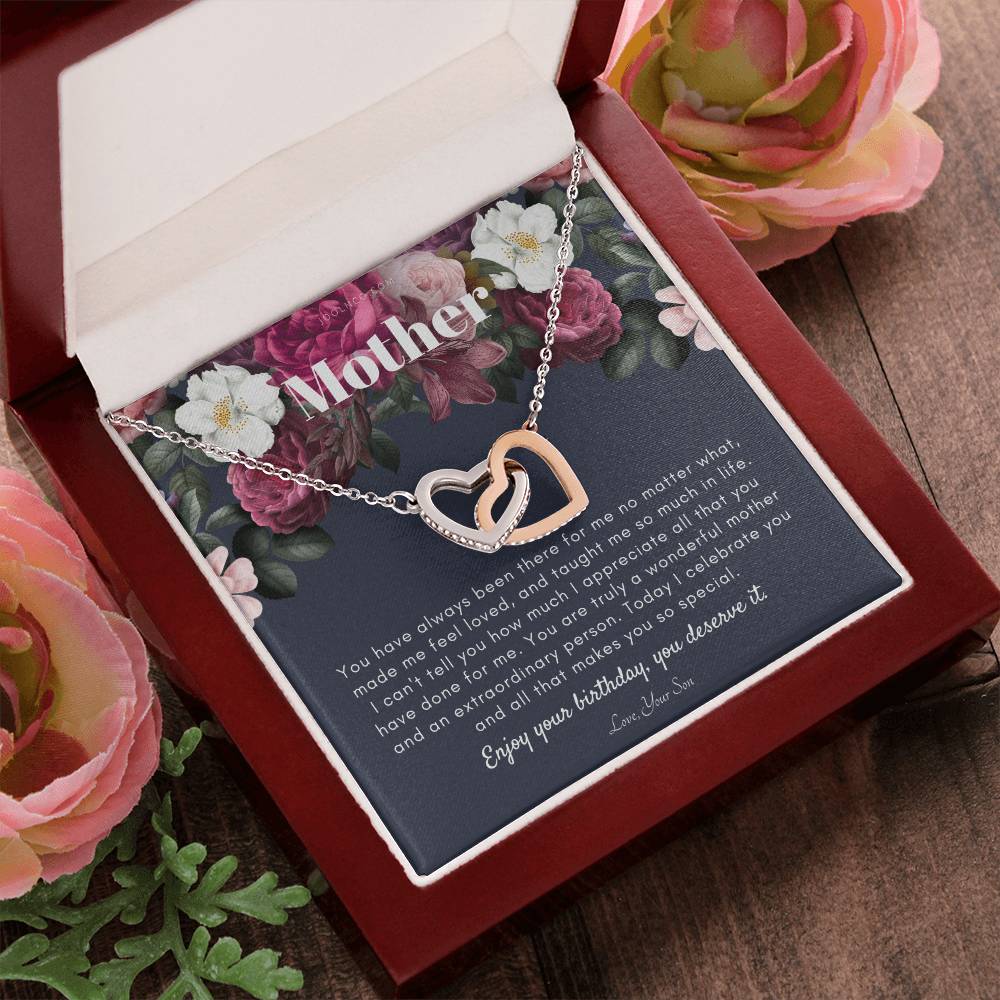 Mother'S Birthday Gift Necklace For Mom'S Birthday Elegant Gift For Mom From Son Best Mom Gift Message Card Interlocking Hearts Necklace