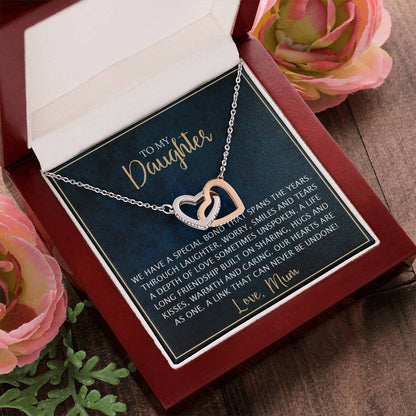 To My Daughter - Unique Heart Bonding Necklace Gift Set Interlocking Hearts Necklace