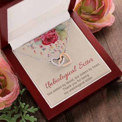 Unbiological Sister Interlocking Hearts Necklace