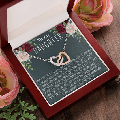 To My Daughter Necklace Gift For Daughter From Mom Sentimental Gift For Birthday Graduation Anniversary Interlocking Hearts Necklace