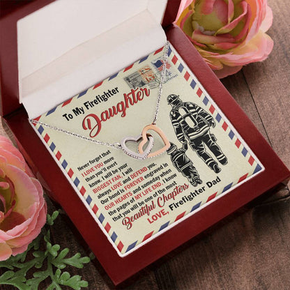 Firefighter Daughter Gift To Firefighter Daughter Gift From Dad Firefighter Daughter Necklace Interlocking Hearts Necklace