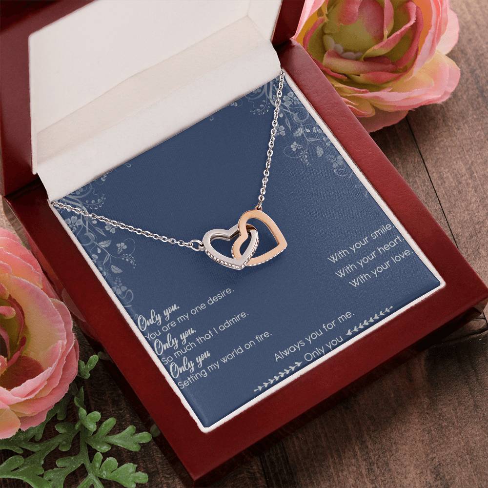 Only You Interlocking Hearts Necklace Message Card